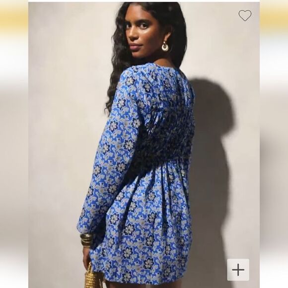 J Crew Tiered Tie Front Beach Dress in Colbalt Floral Cotton Voile XSMALL NWT - Picture 5 of 9